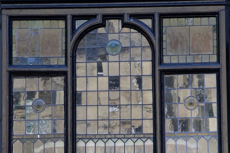 Close-up of Repaired Glass Sections